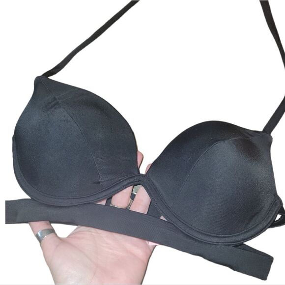 Victoria's Secret The Banded Hottie Halter Bikini Top Swimsuit Top 32D Black - Picture 4 of 10